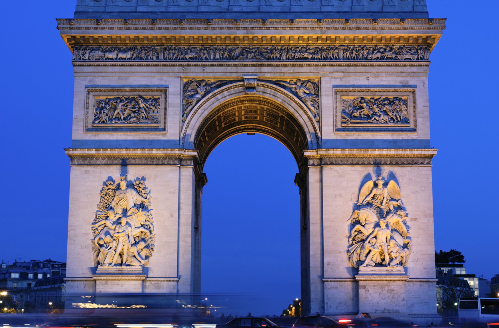 view of Arc de Triomphe by night, Paris